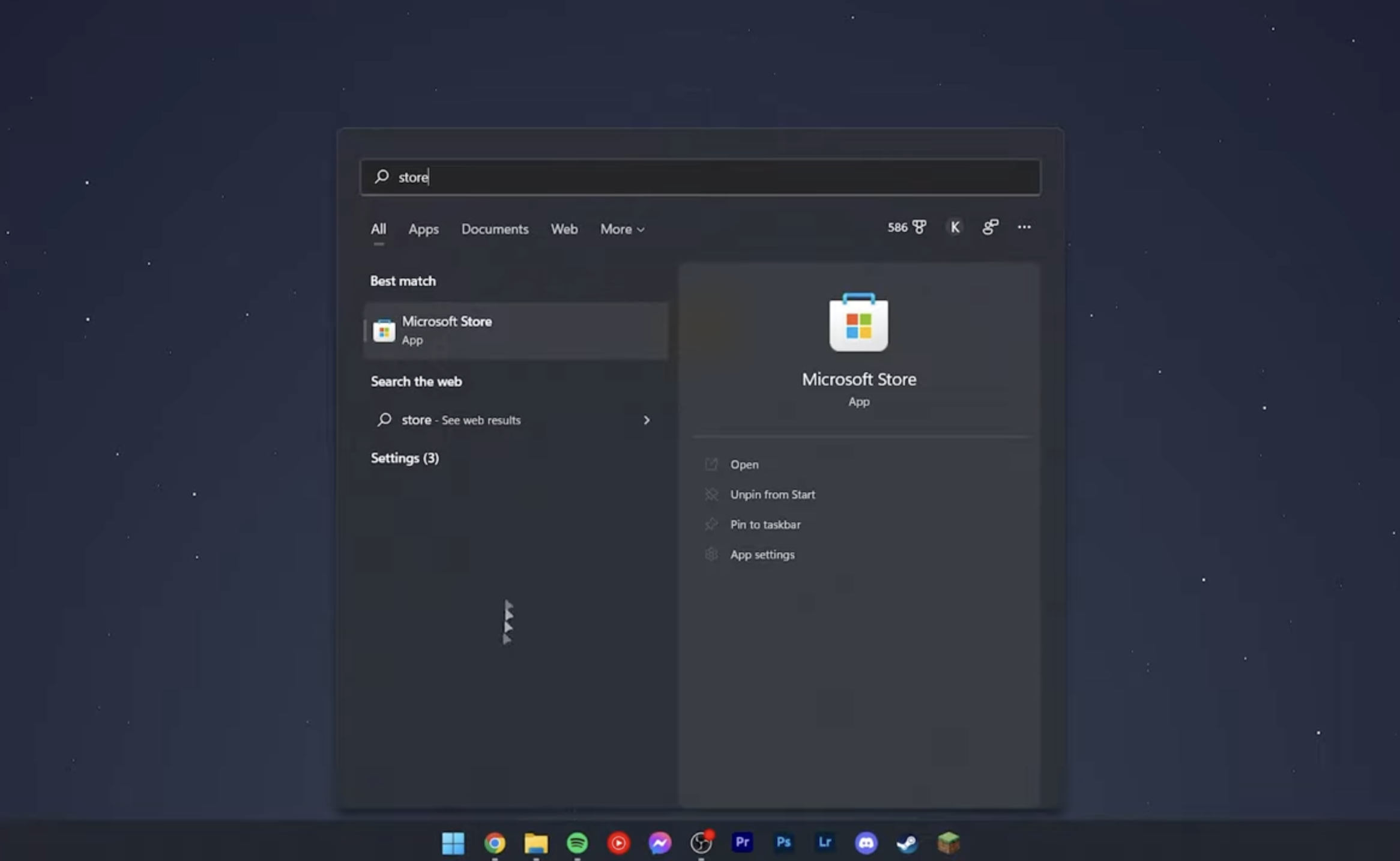 microsoft store button inwindows