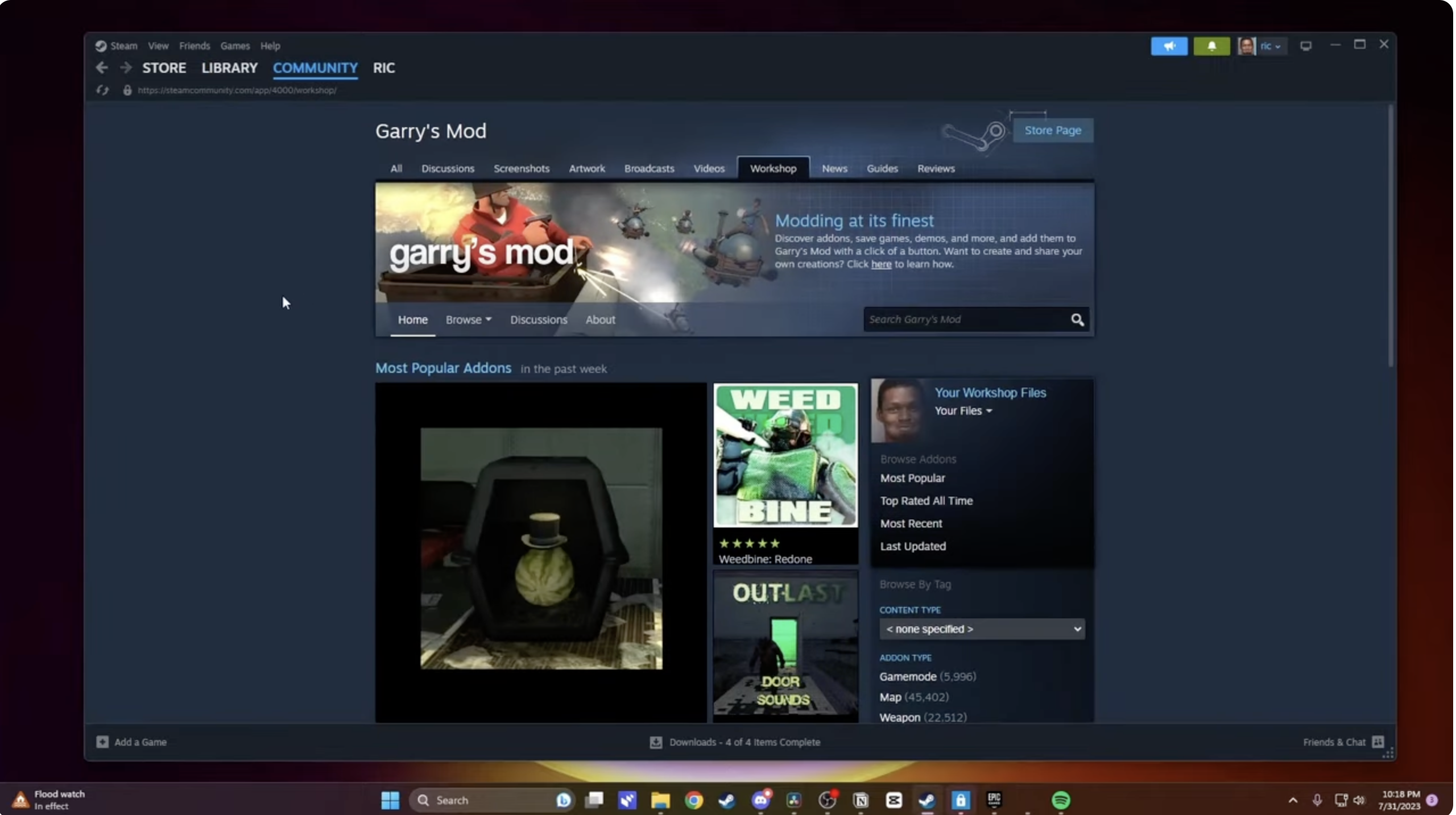garry's mod first page