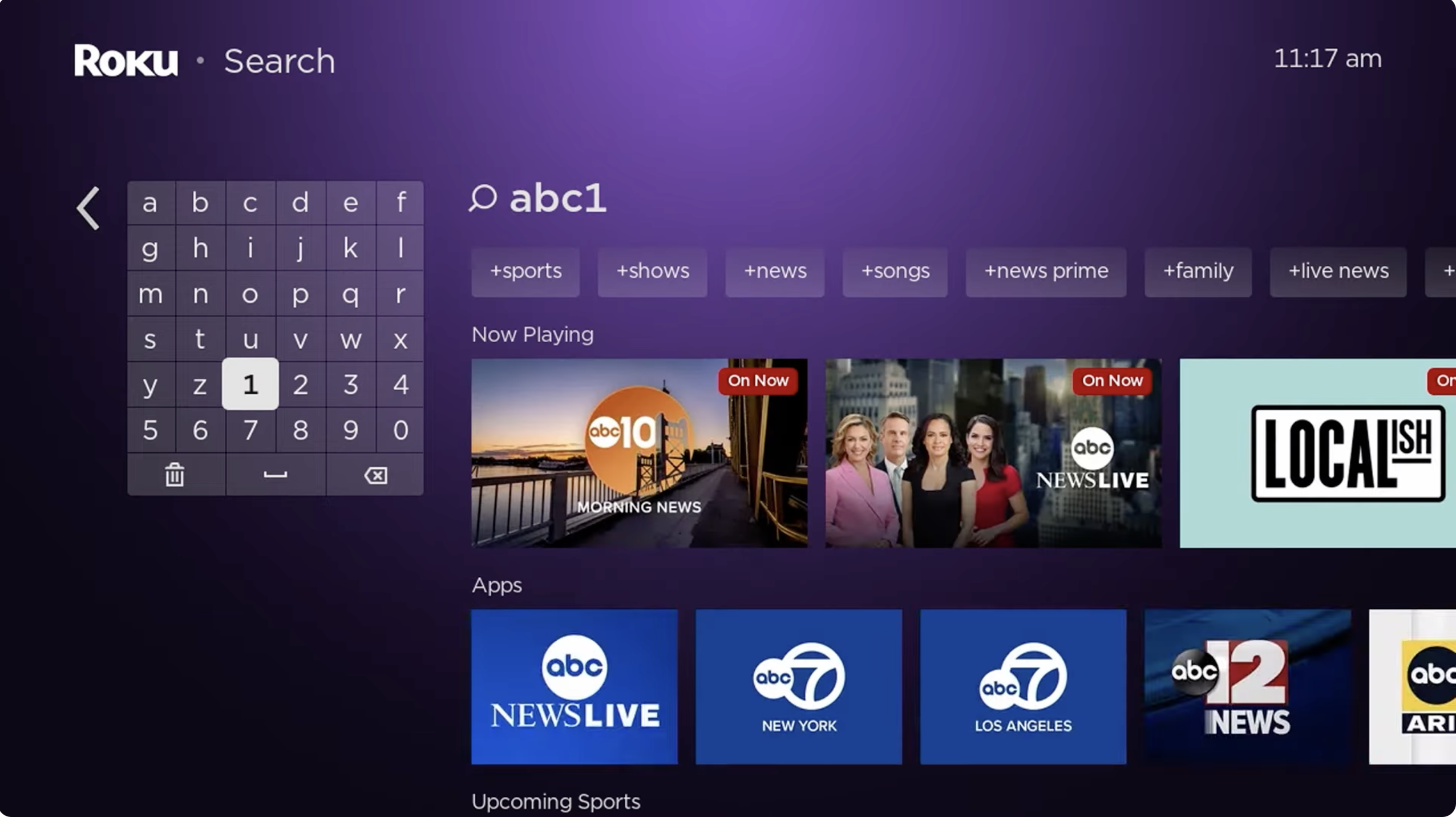 search bar to search for abc