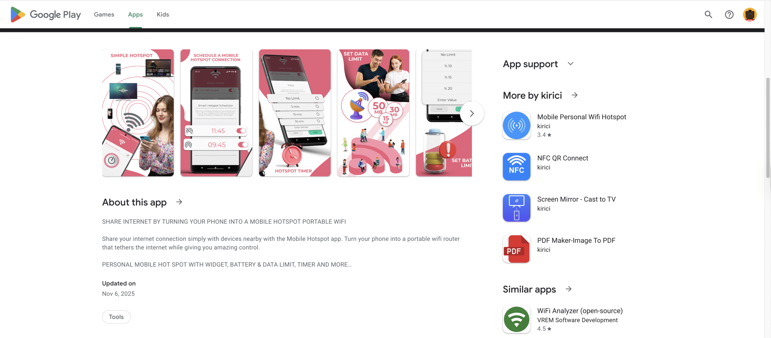 hotspot app google play page
