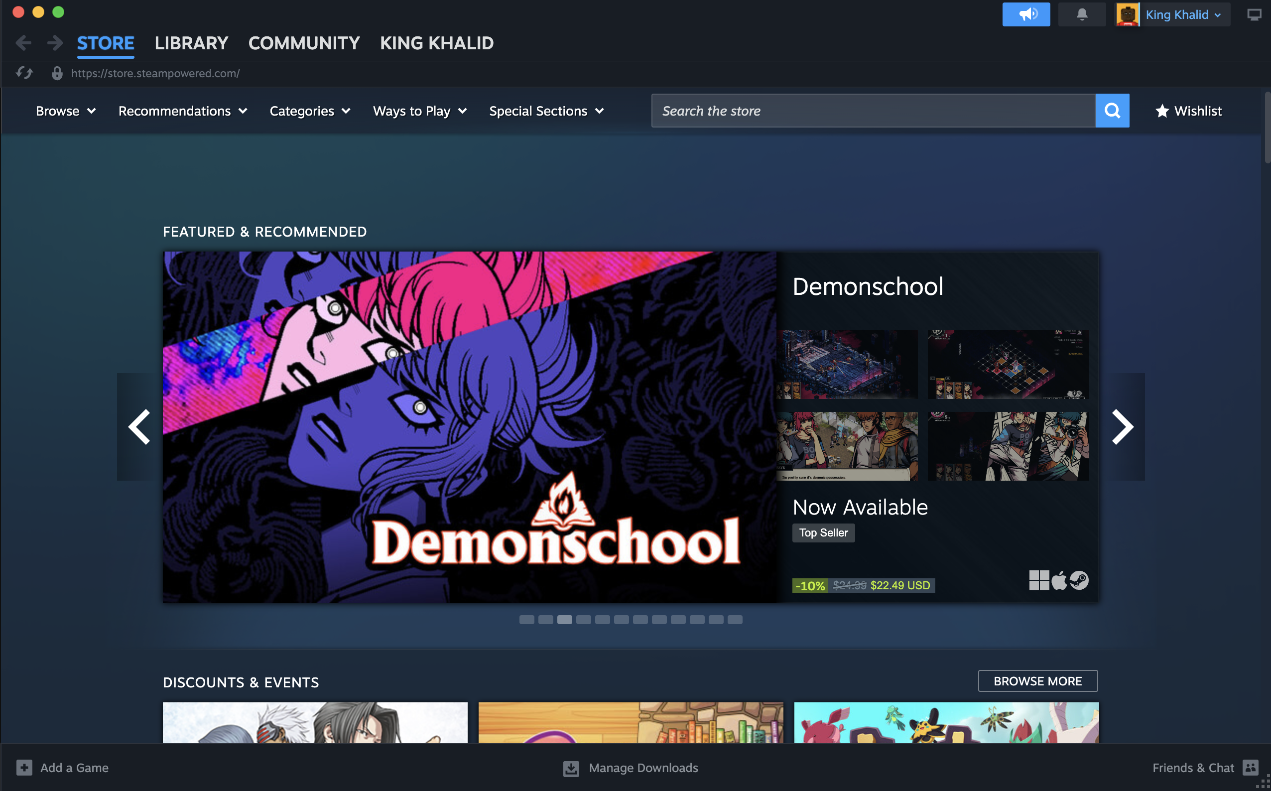 steam page main interface
