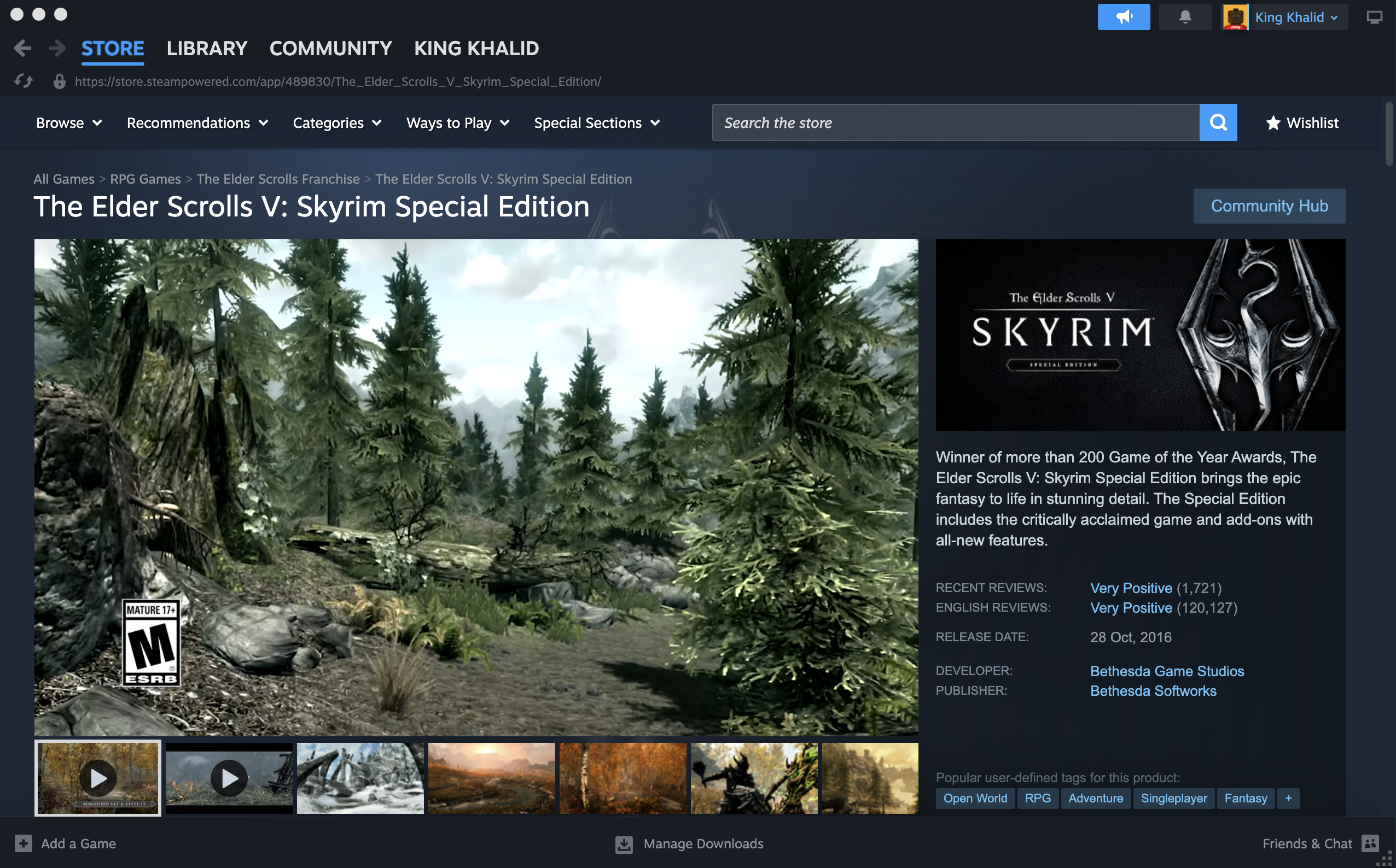 skyrim details page in steam