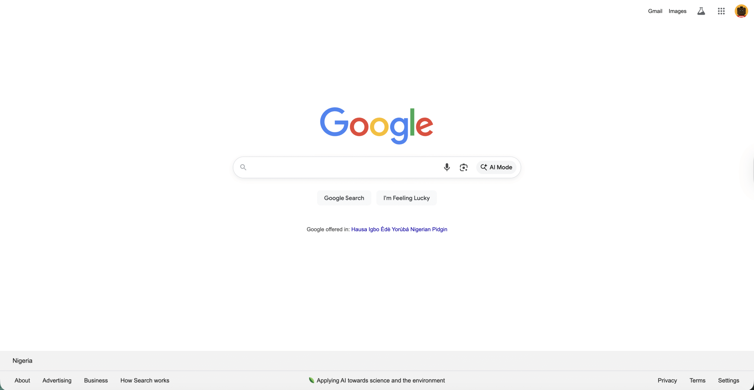 google main page