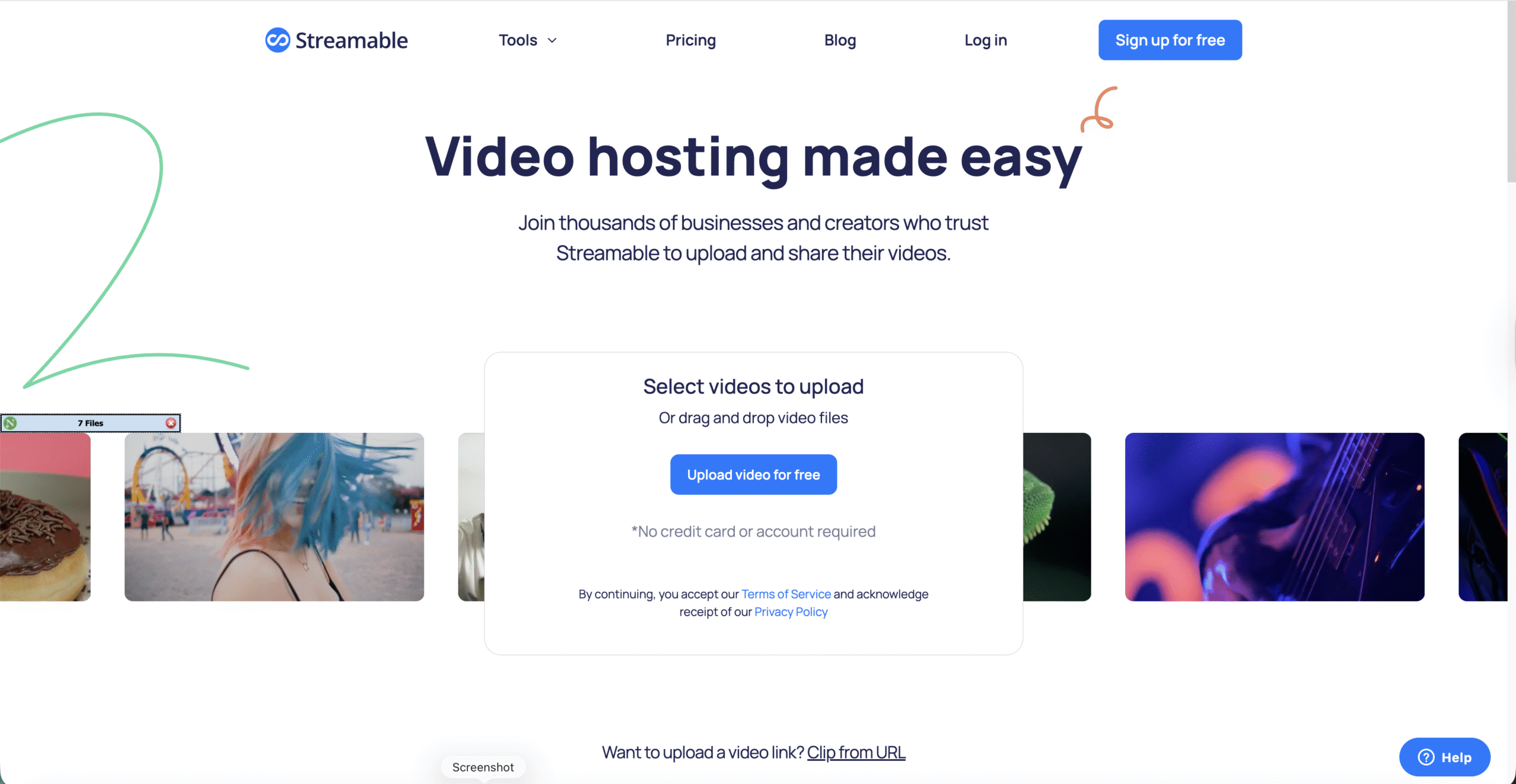 main homepage with features