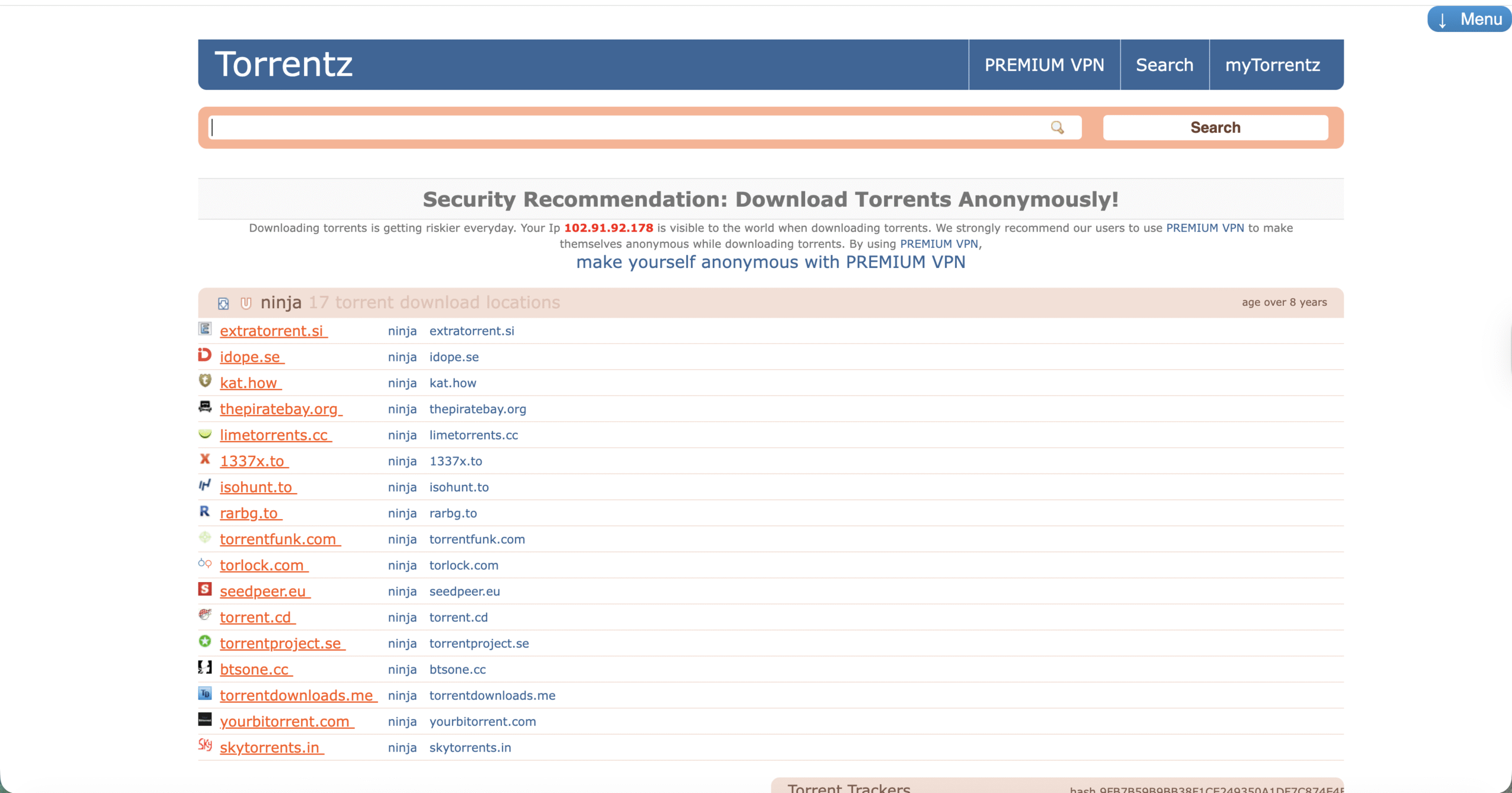 torrent site that leads to where files are hosted