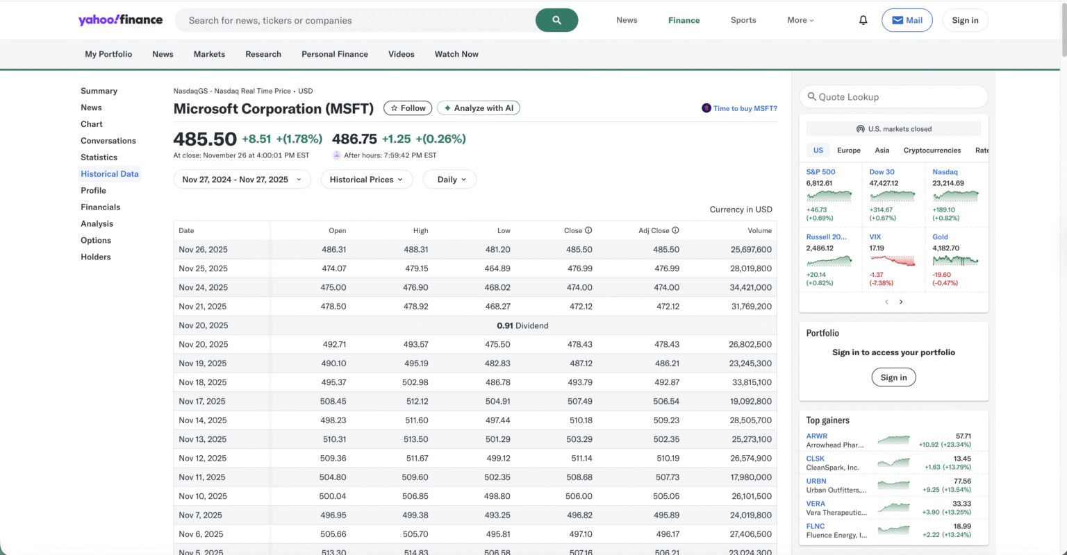 Simple Guide To Download Historical Data From Yahoo Finance