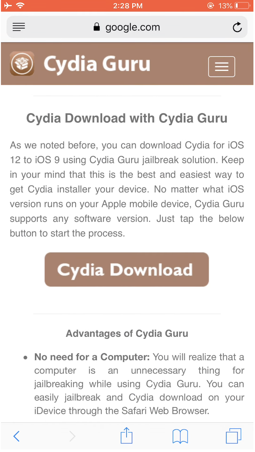 brown cydia guru download button