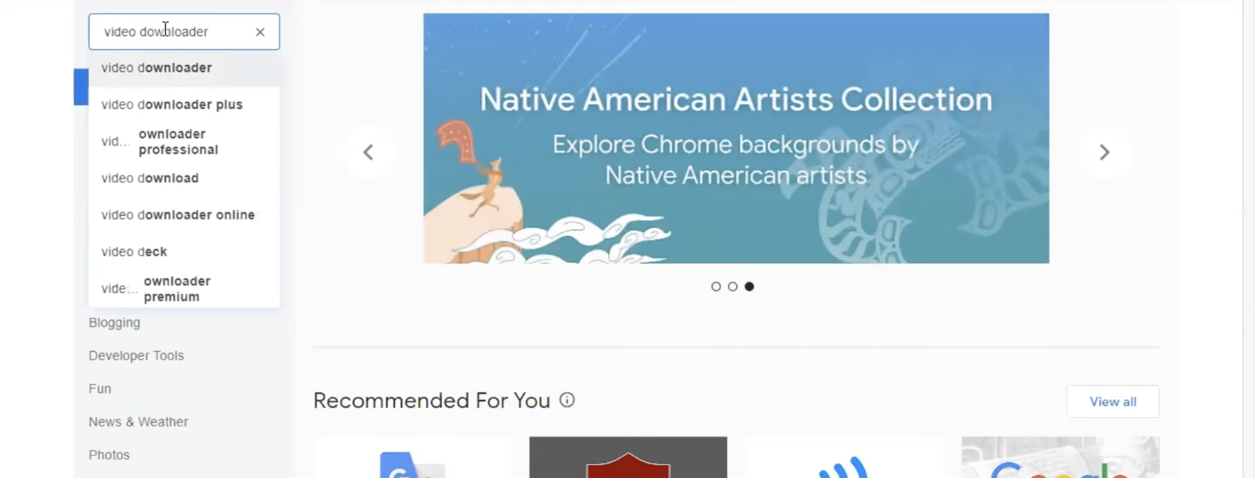 chrome store extension with several downloader options