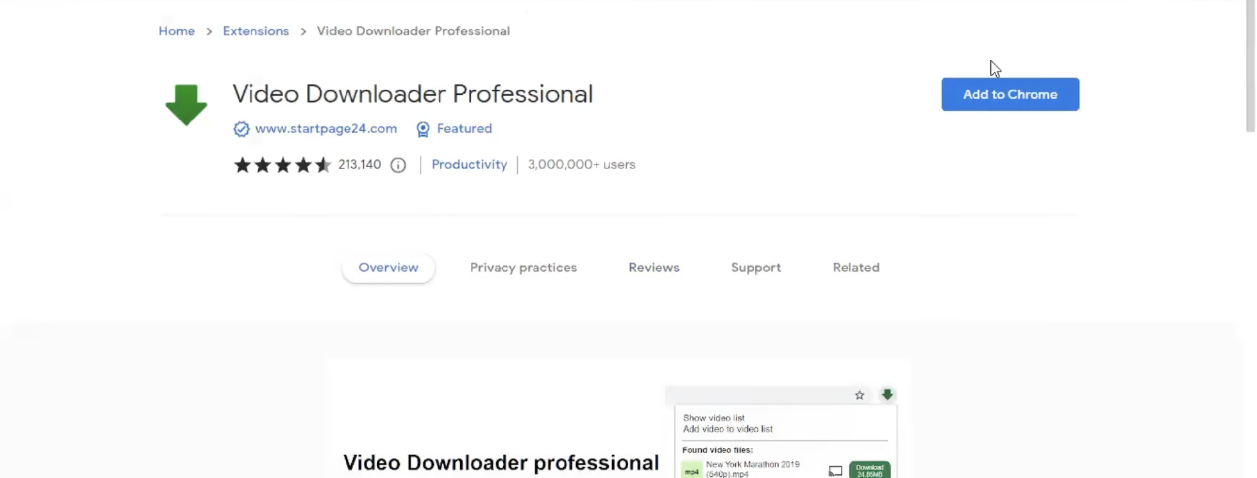 video downloader extension button