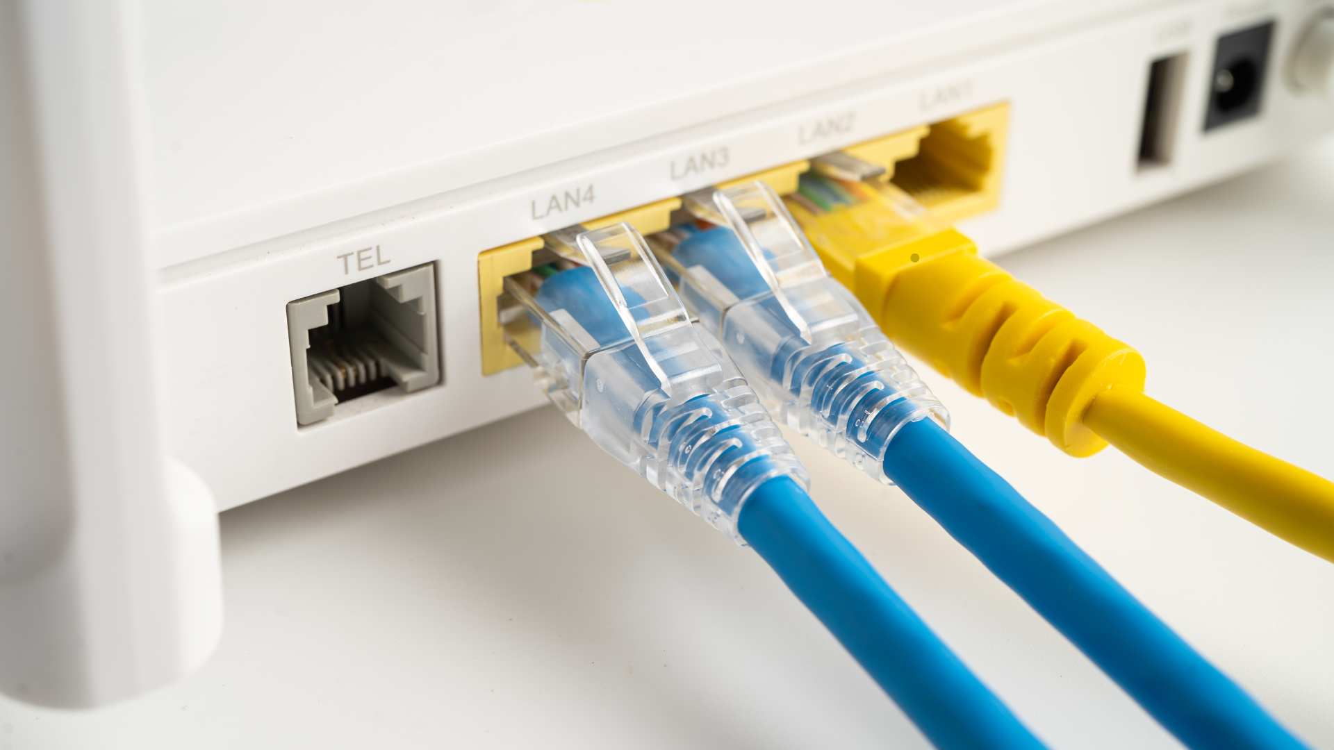three ethernet cables