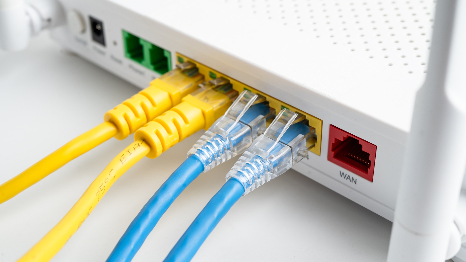 several ethernet cables in modem
