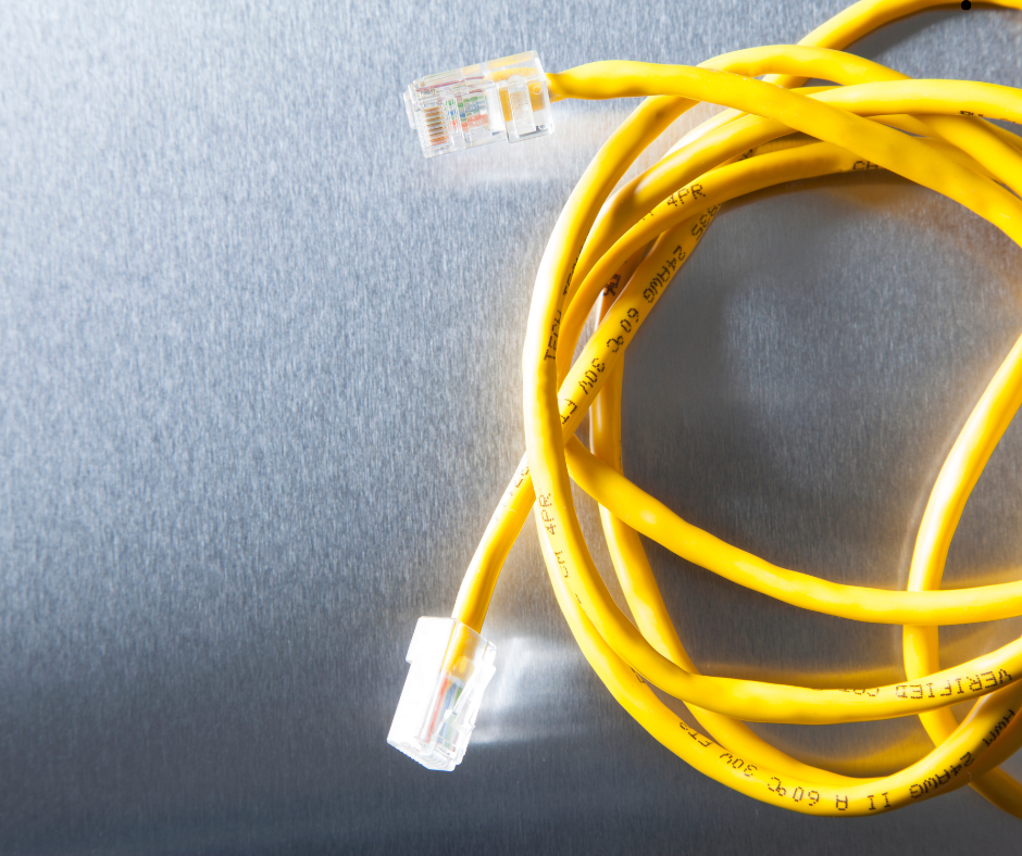 long yellow ethernet cable