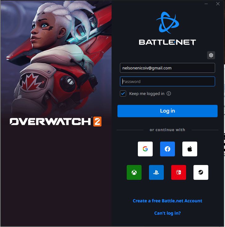 screen to create a blizzard account