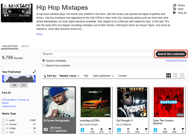 picture of searching for music on datpiff site
