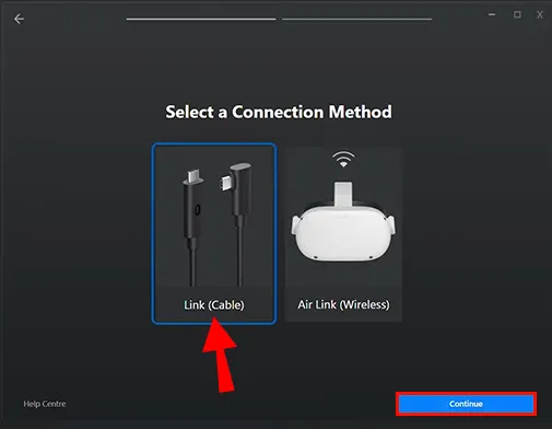 option to select cable or air link