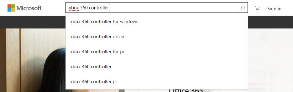 microsoft official site search menue