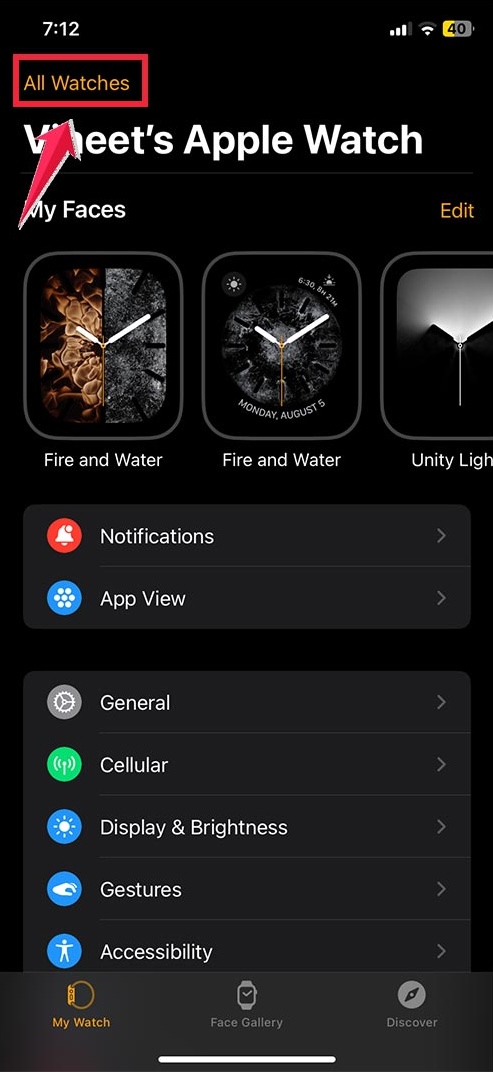 all watches button on iphone