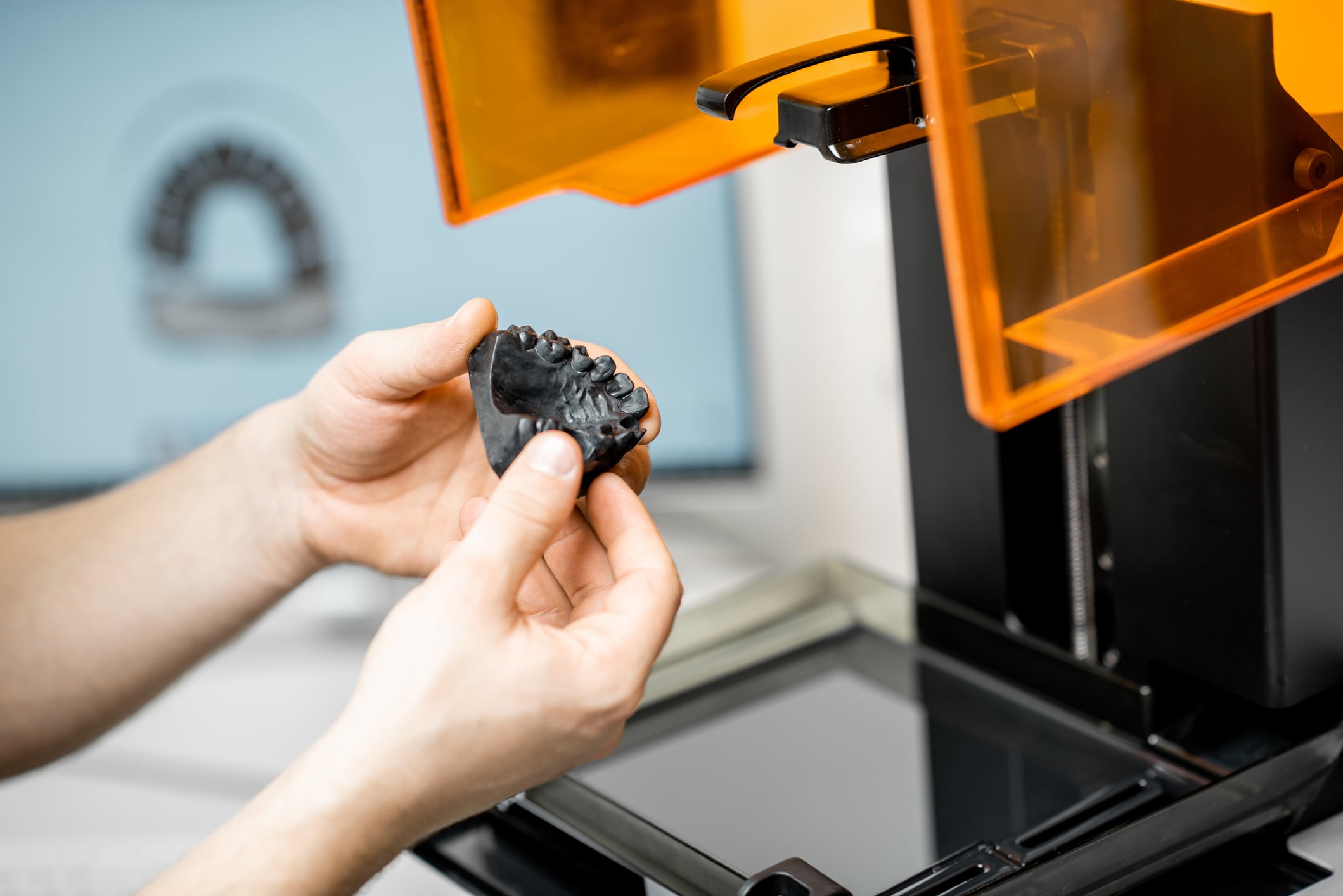 hand holding printer conponent
