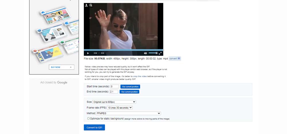 Pasting URL into gif maker site
