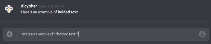 Typing text in the Discord message box to make the words appear bold