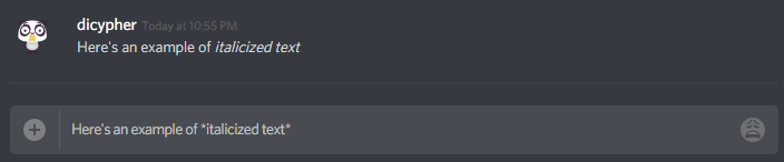 Entering * in Discord to create italics