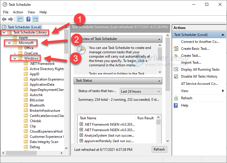 task scheduler main interface