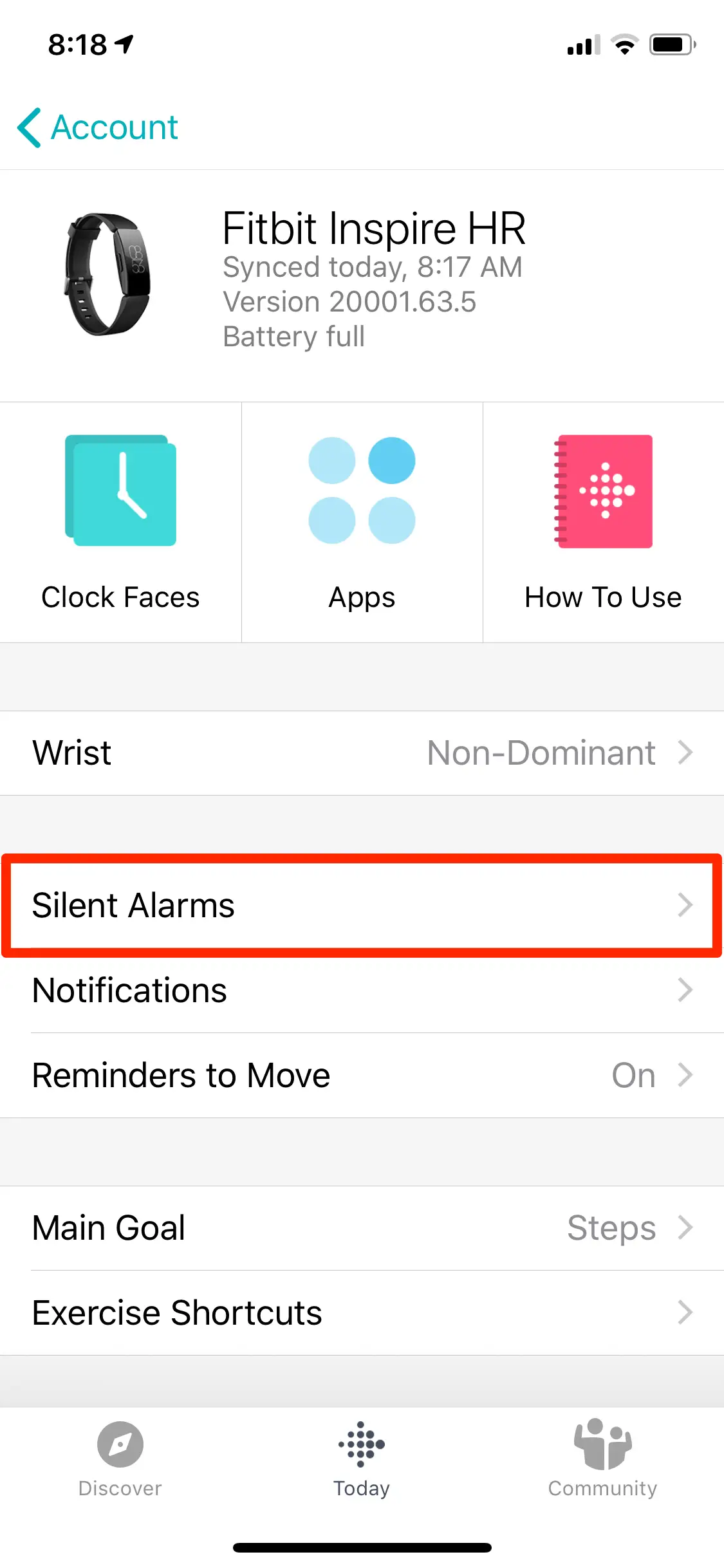 option to set silent alarms