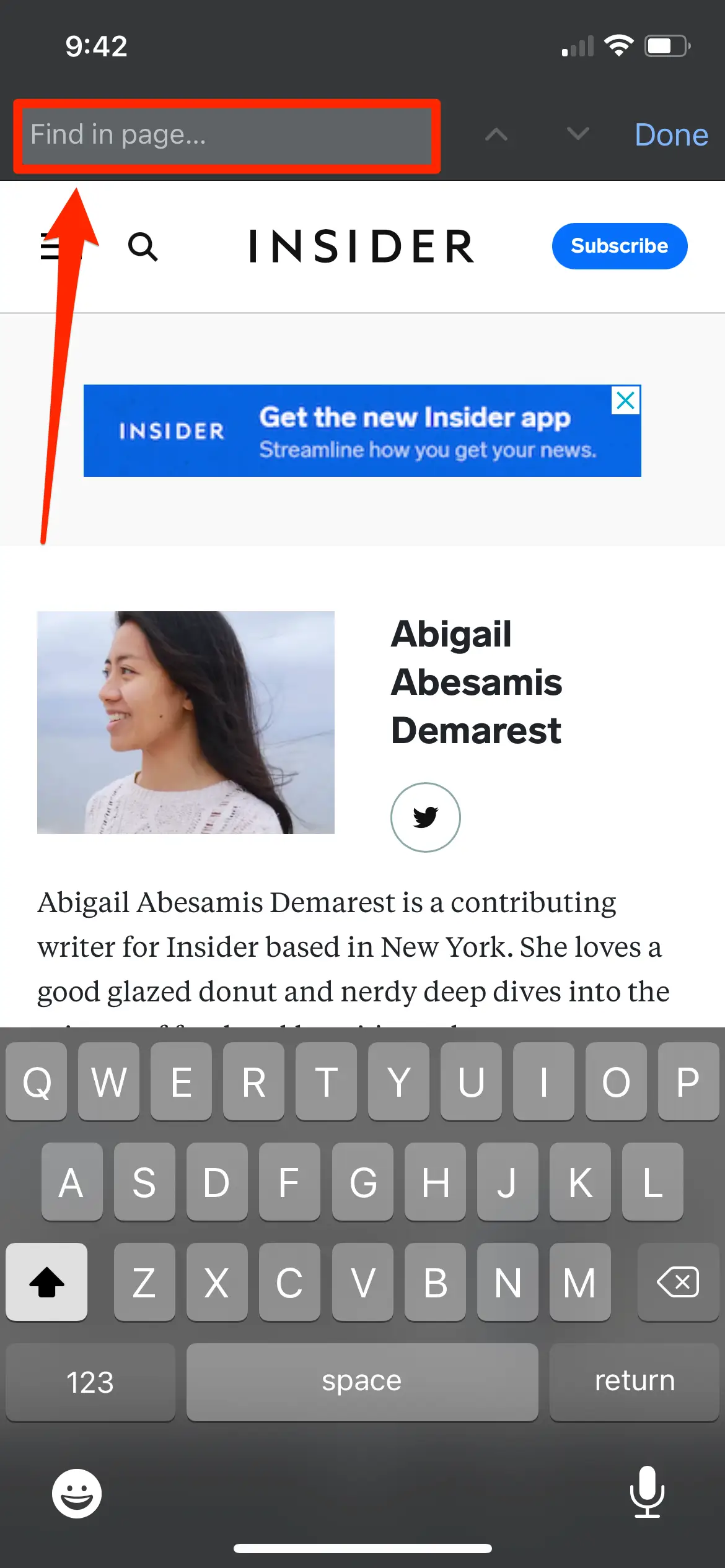 Chrome search bar highlighted with arrows