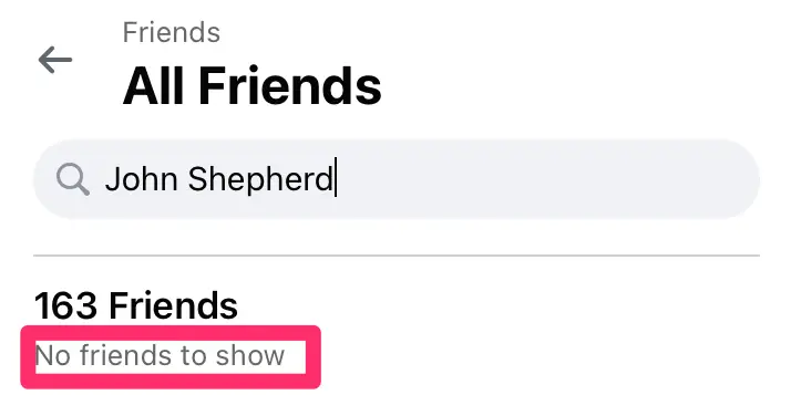 Searching for a personâs name in the Facebook search bar