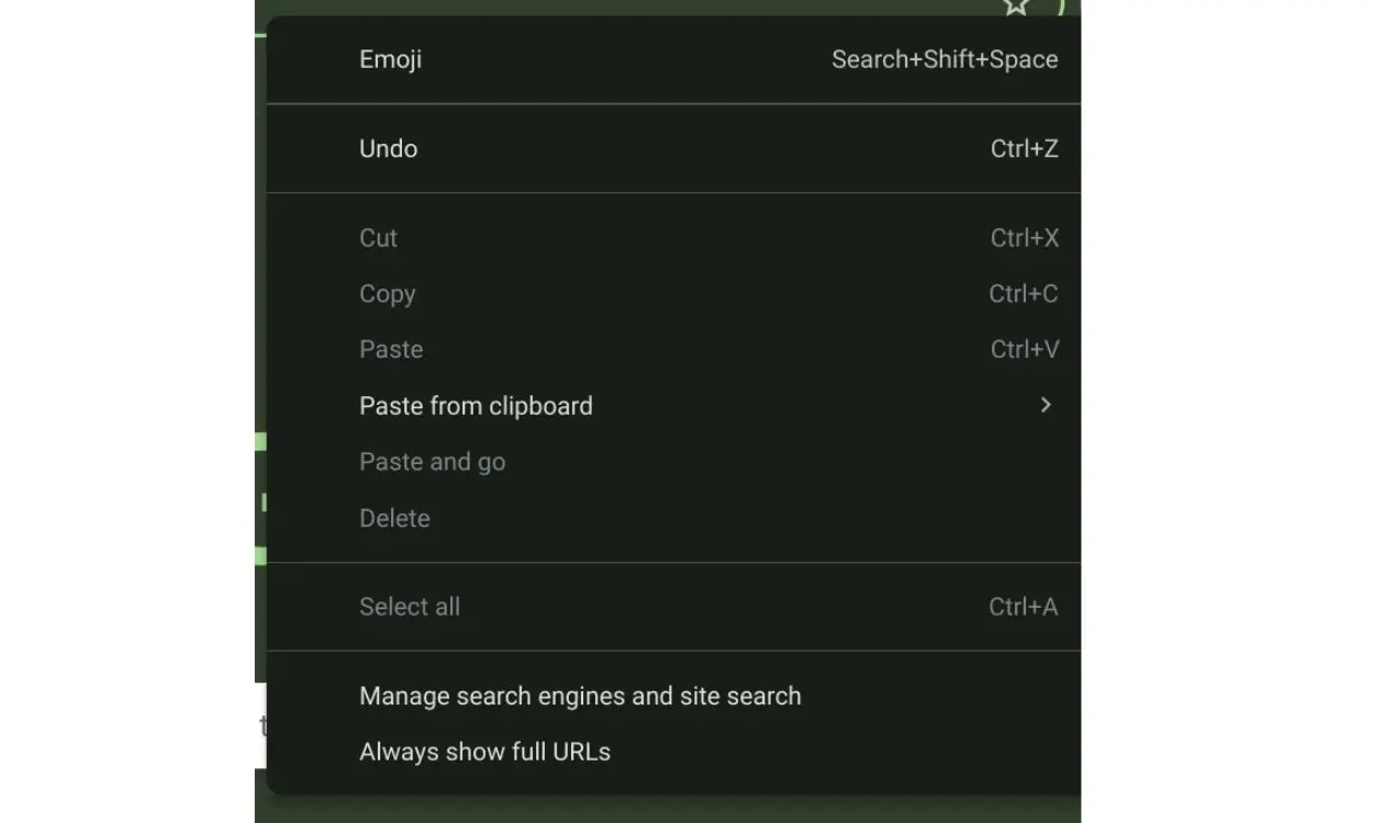 Right-click context menu showing emoji option on Chromebook