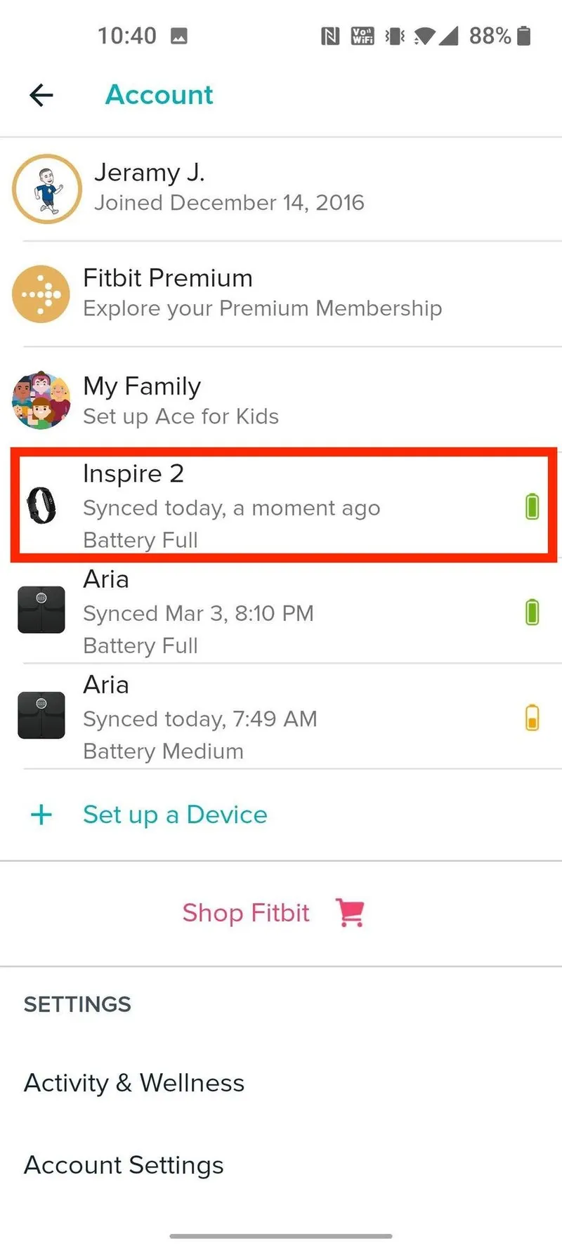 screen showing devices connected to bluetooth