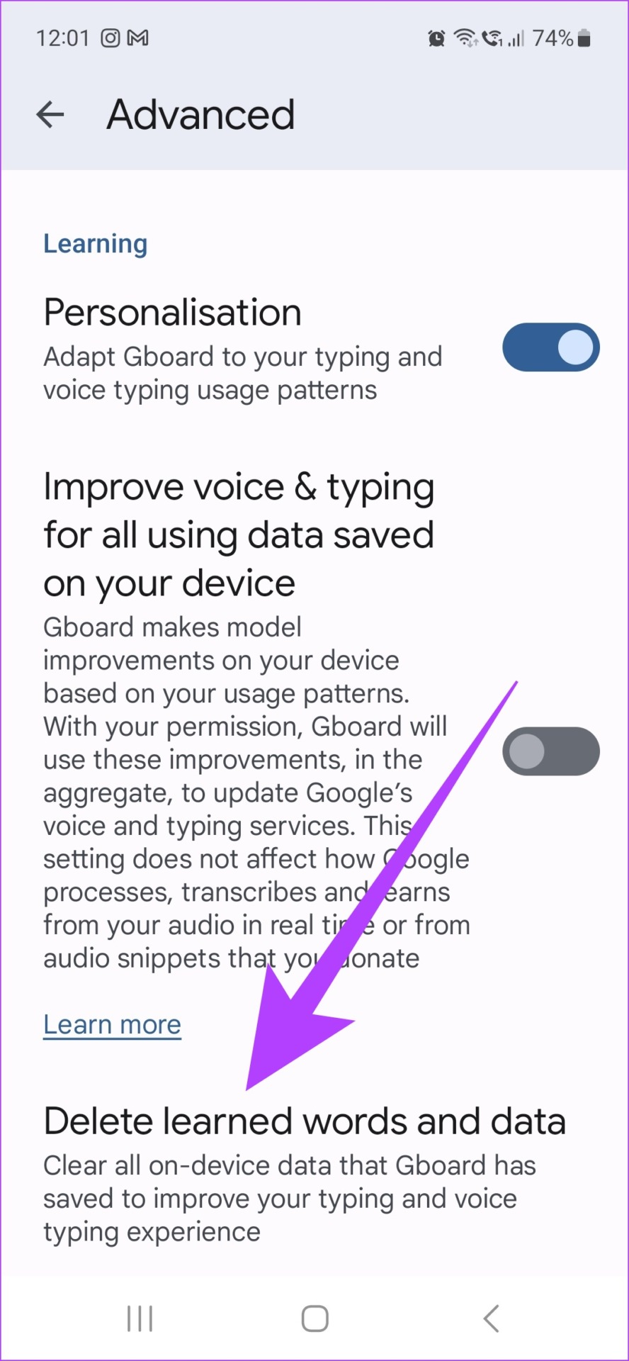 Android Settings showing Language And Input and On-Screen Keyboard options