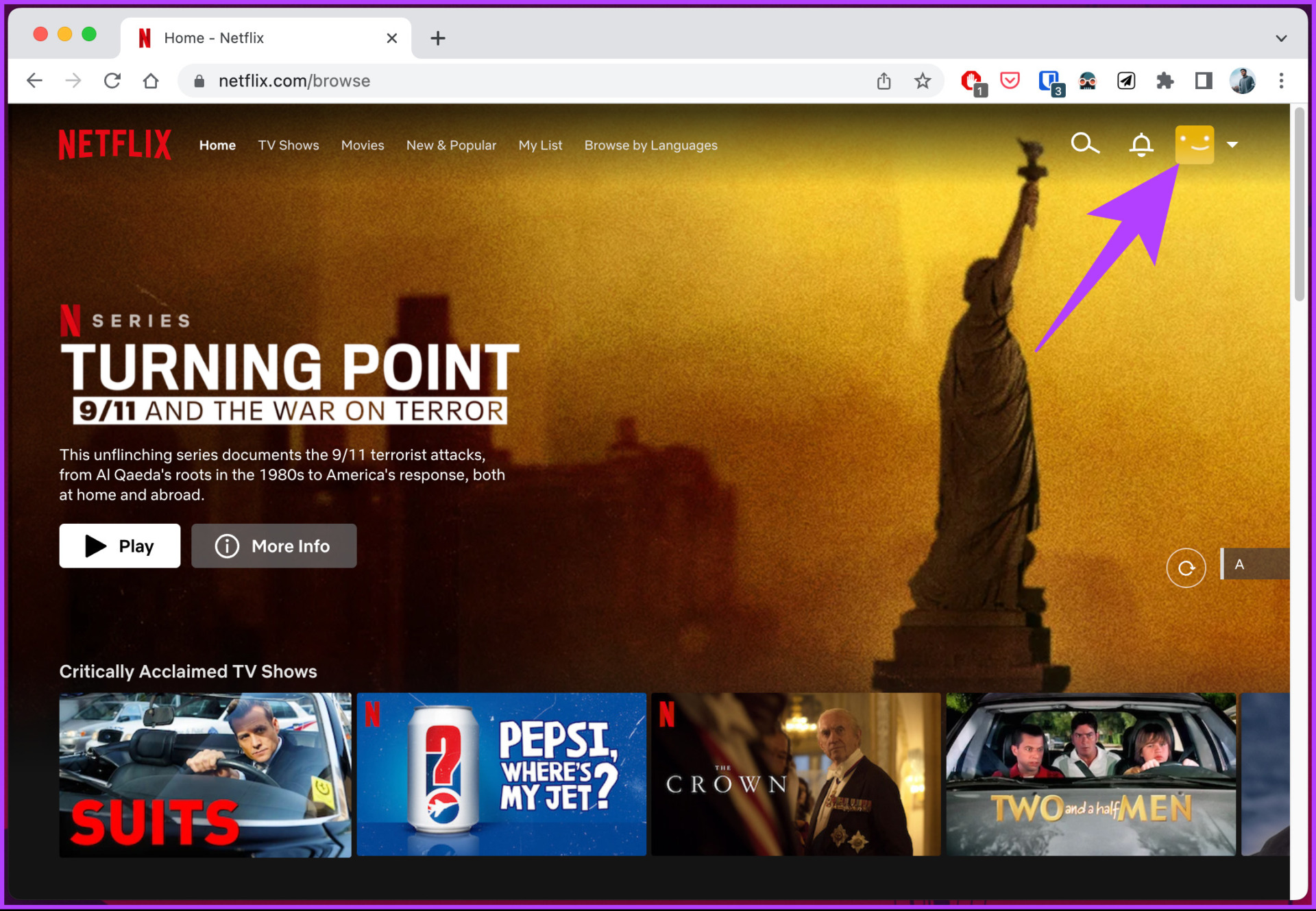 Netflix profile button
