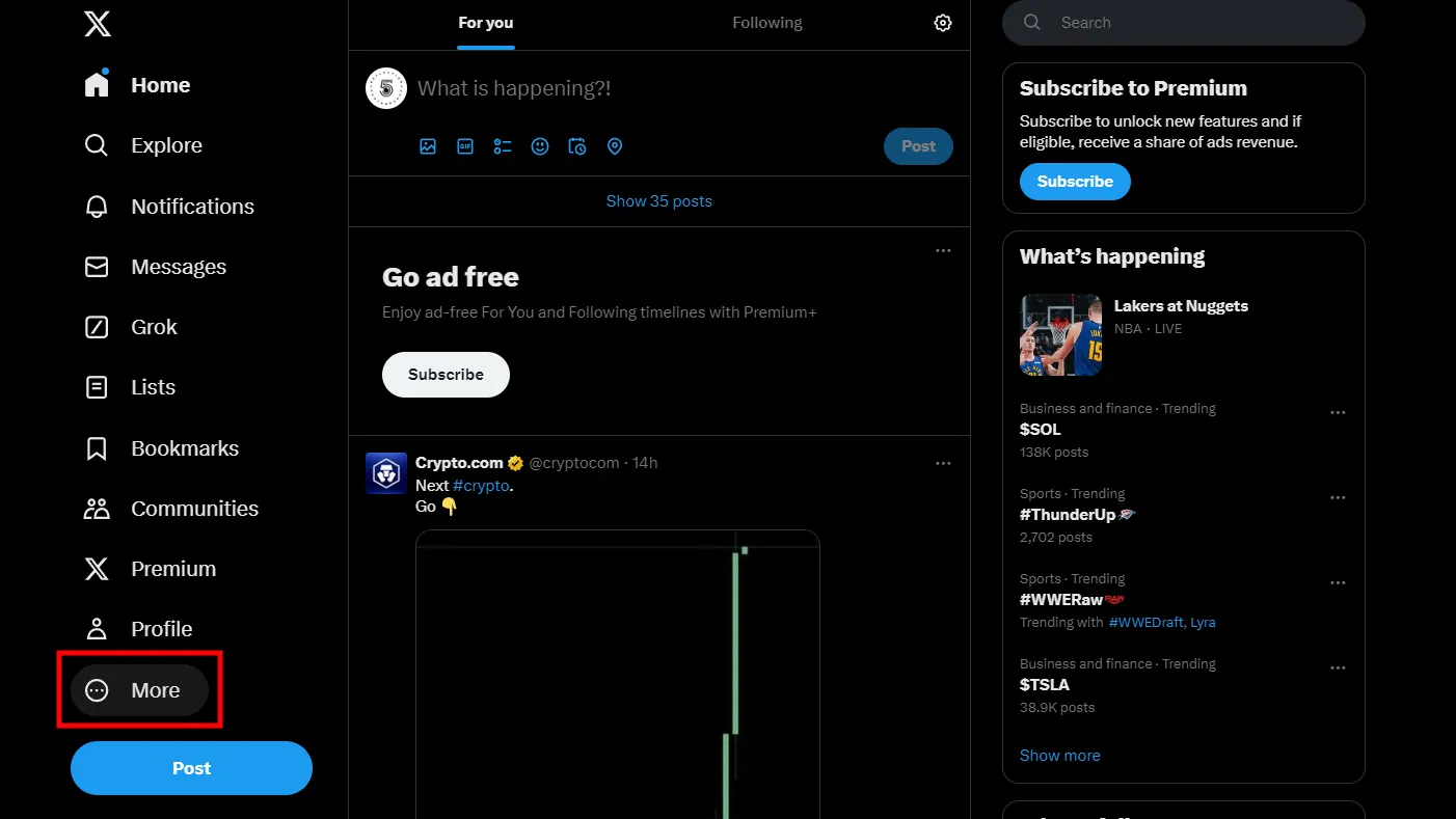 x main profile page