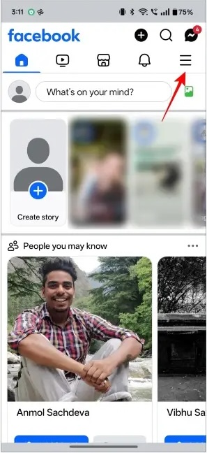 facebook hamburger menu
