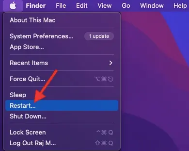 Mac restart option