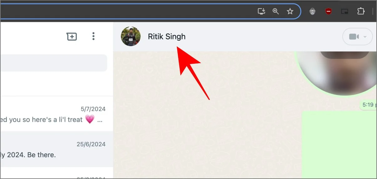 WhatsApp Web chat and profile picture