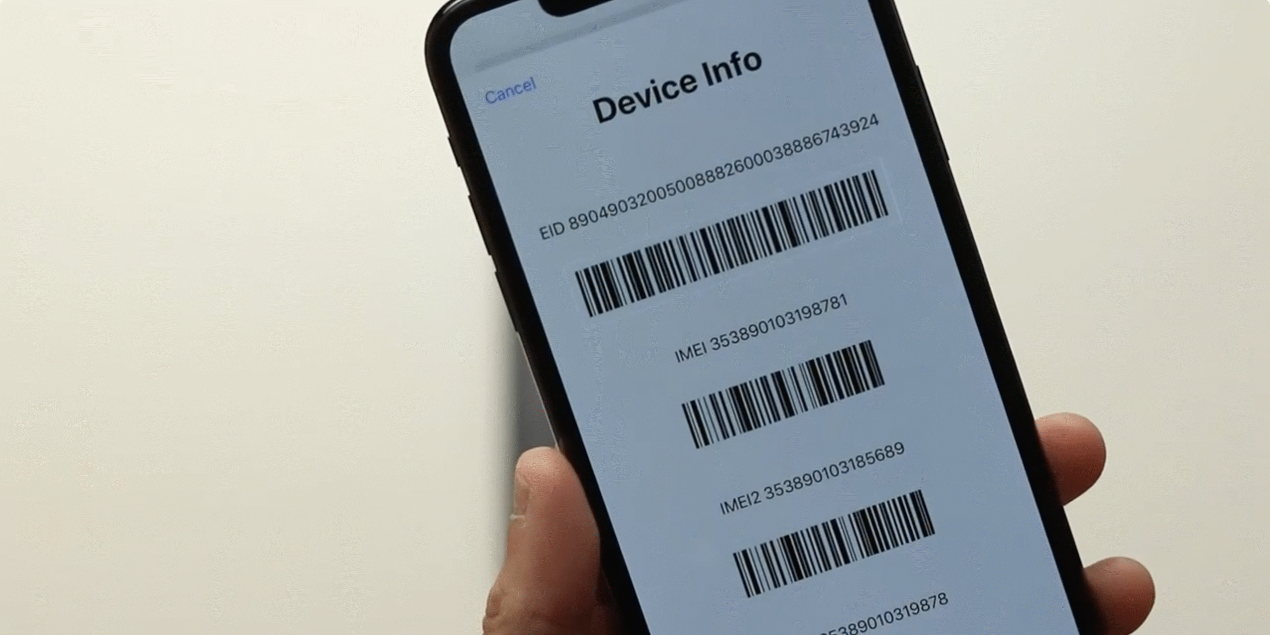 iphone screen revealing imei