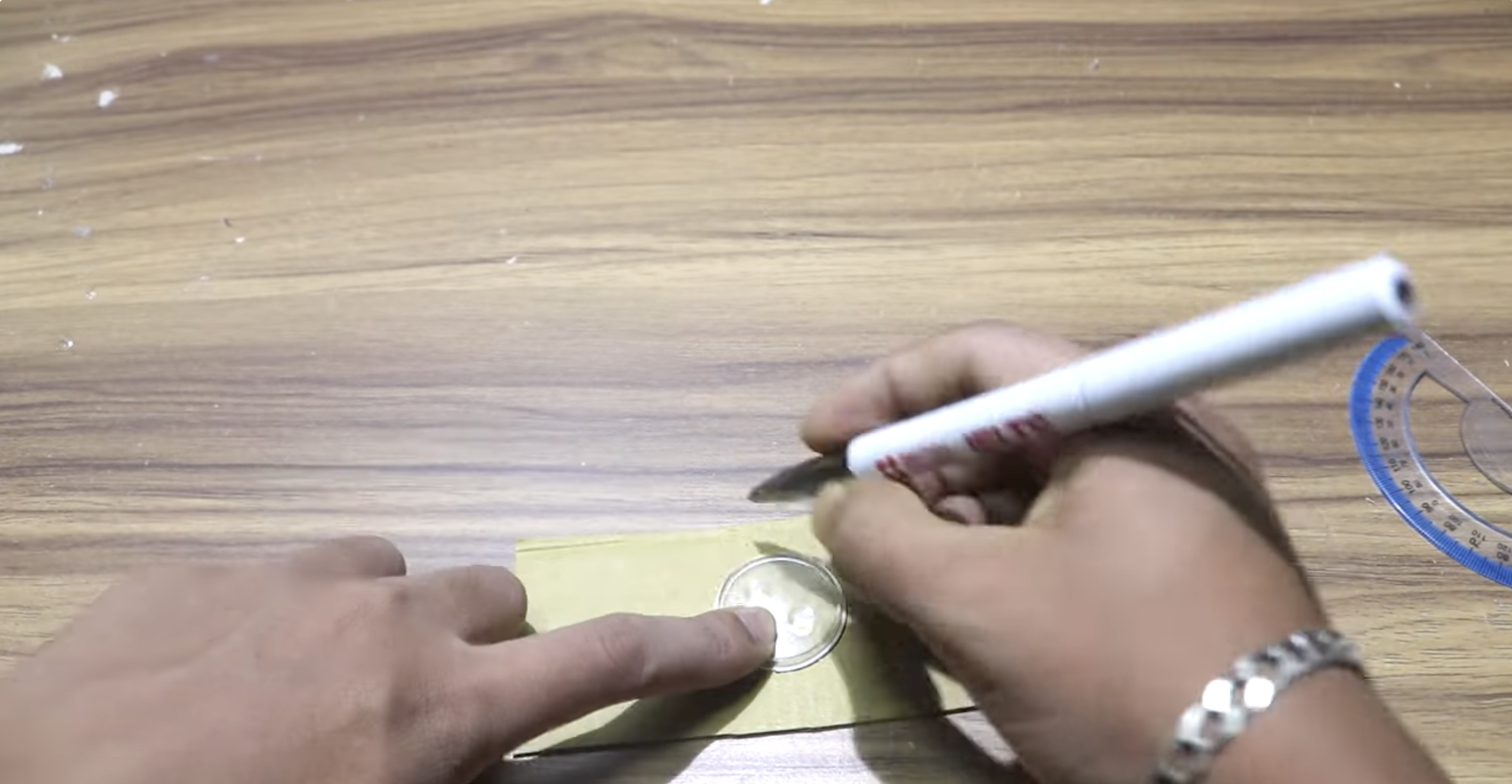 drawing the circle to cut out a hole for the lens