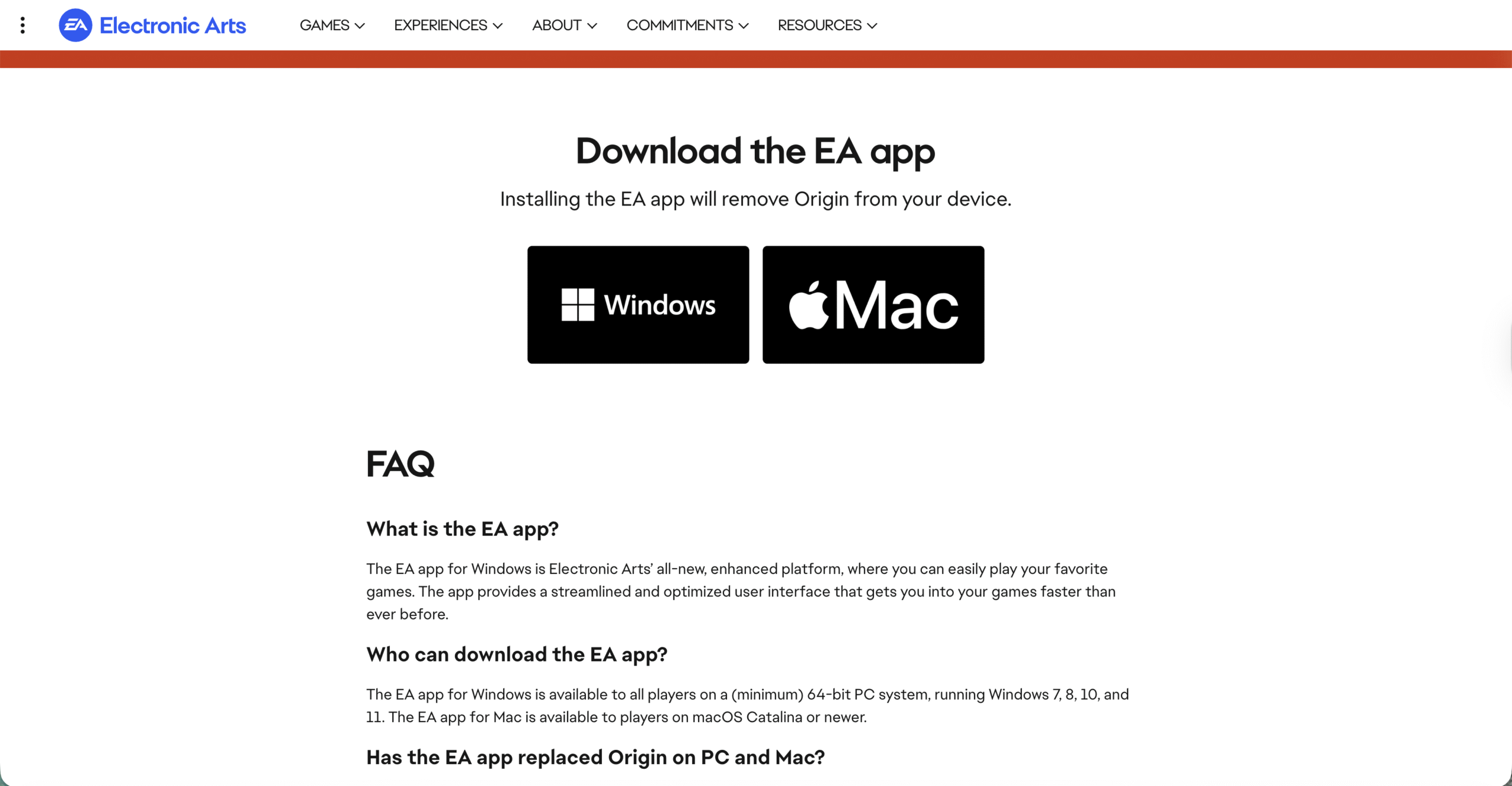 ear website app download page