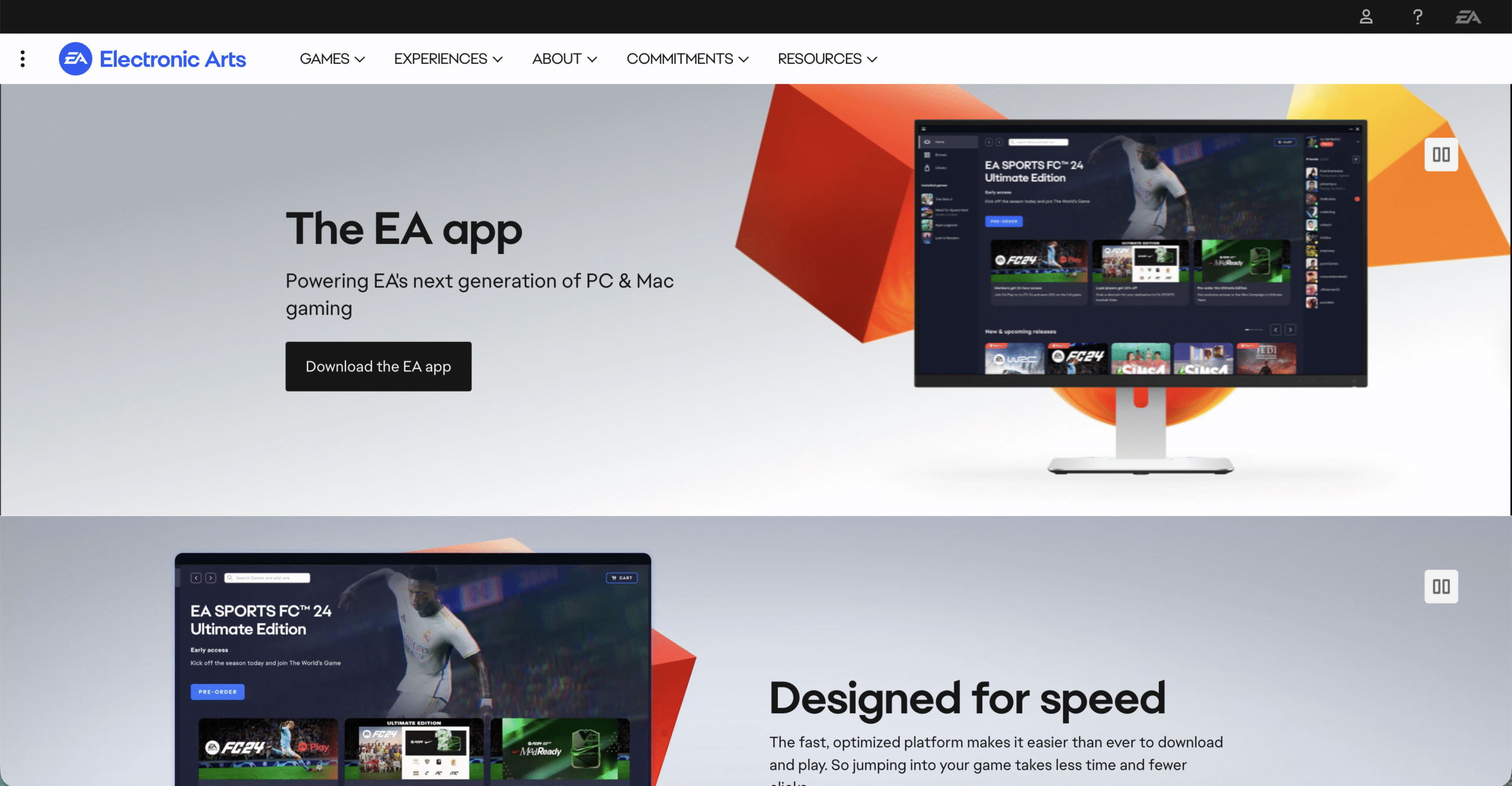 ea website main interface