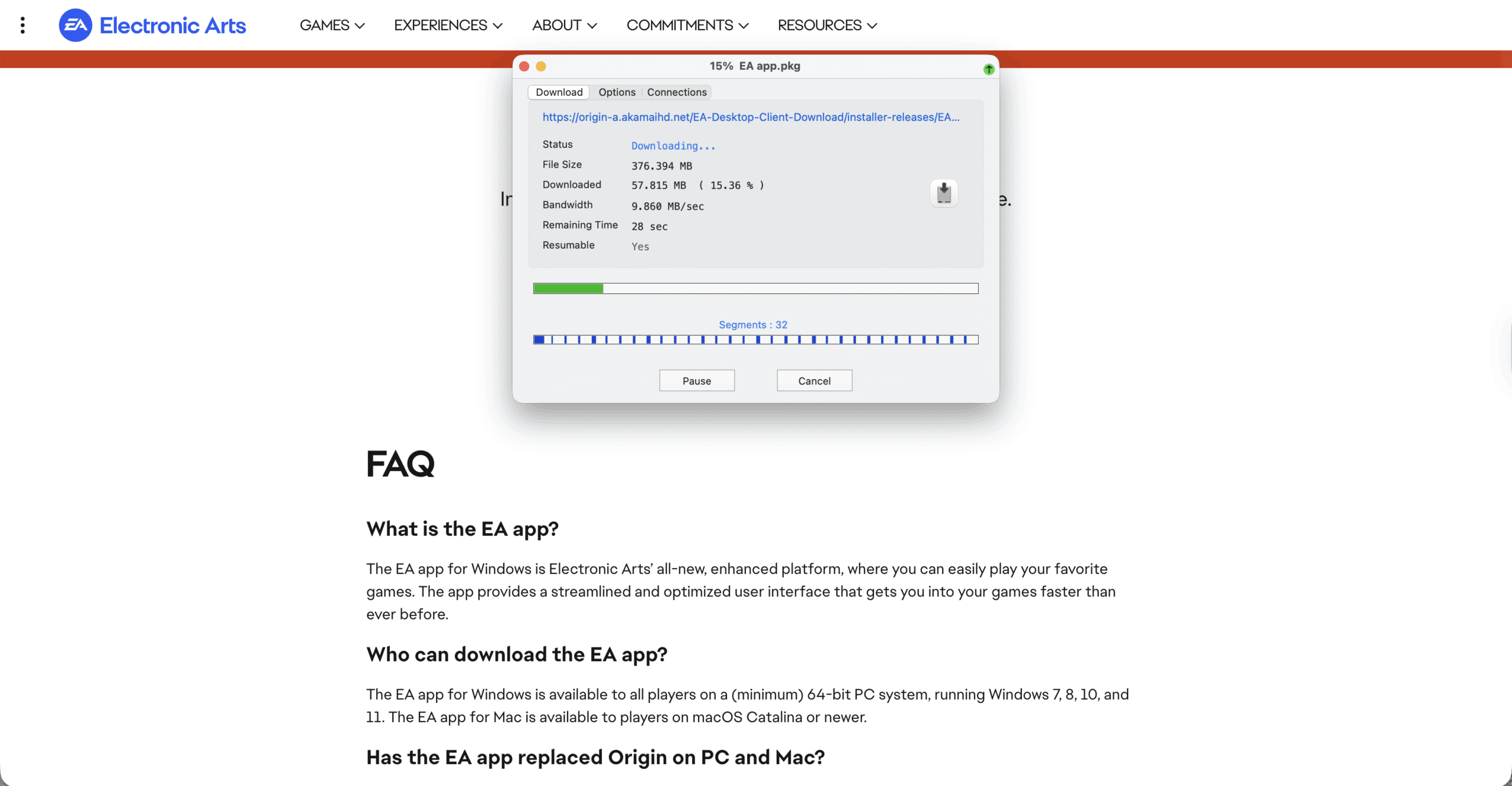 ea app being downloaded