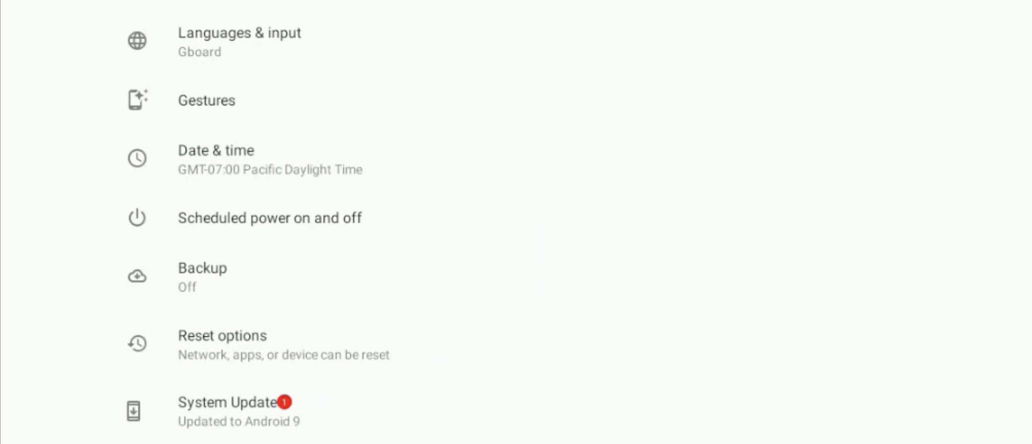 android tab system updates section