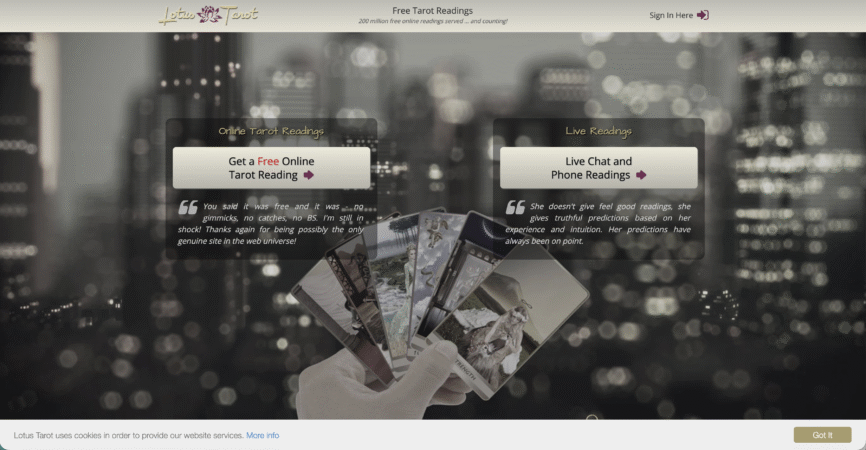 tarot card free site