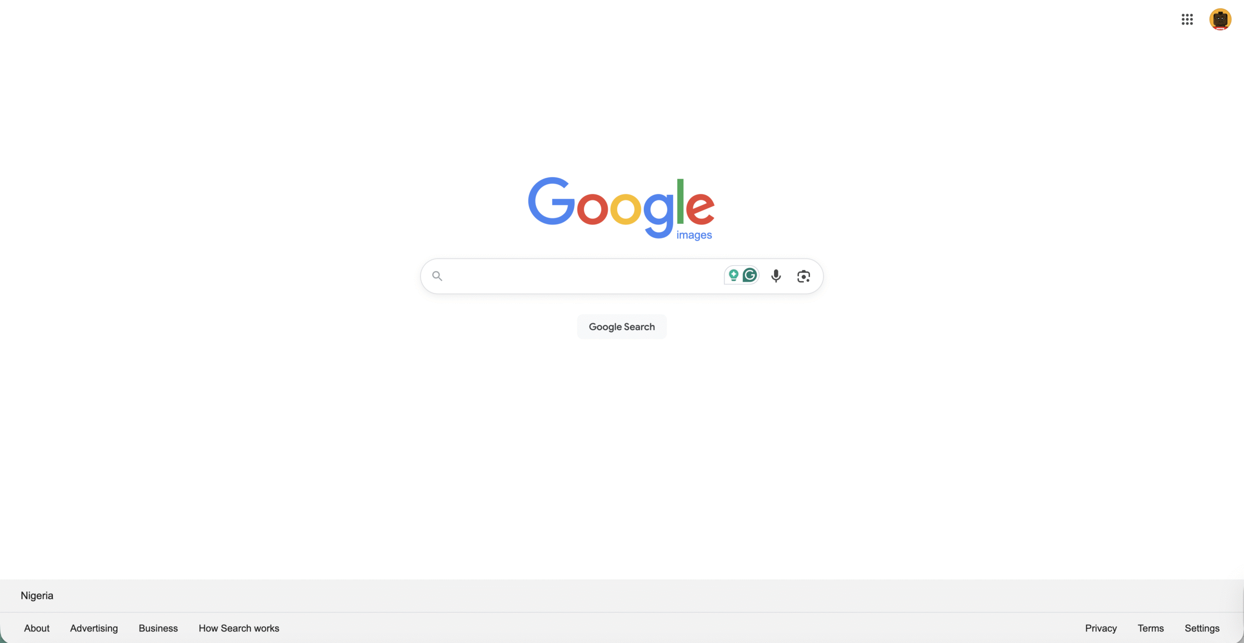 main page of google images