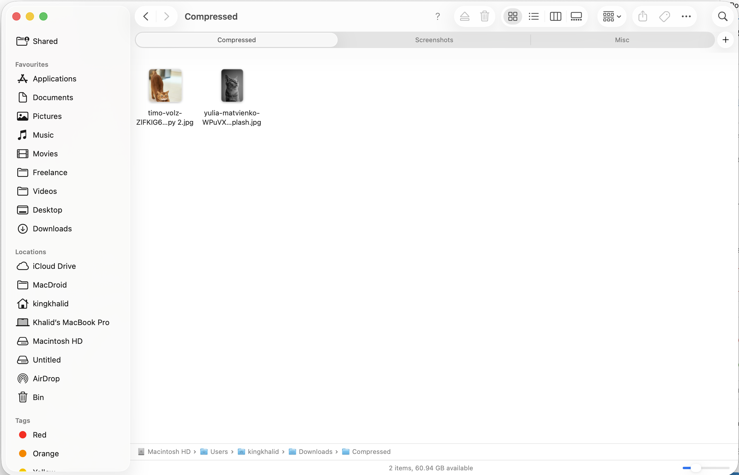 Finder showing two images in folder