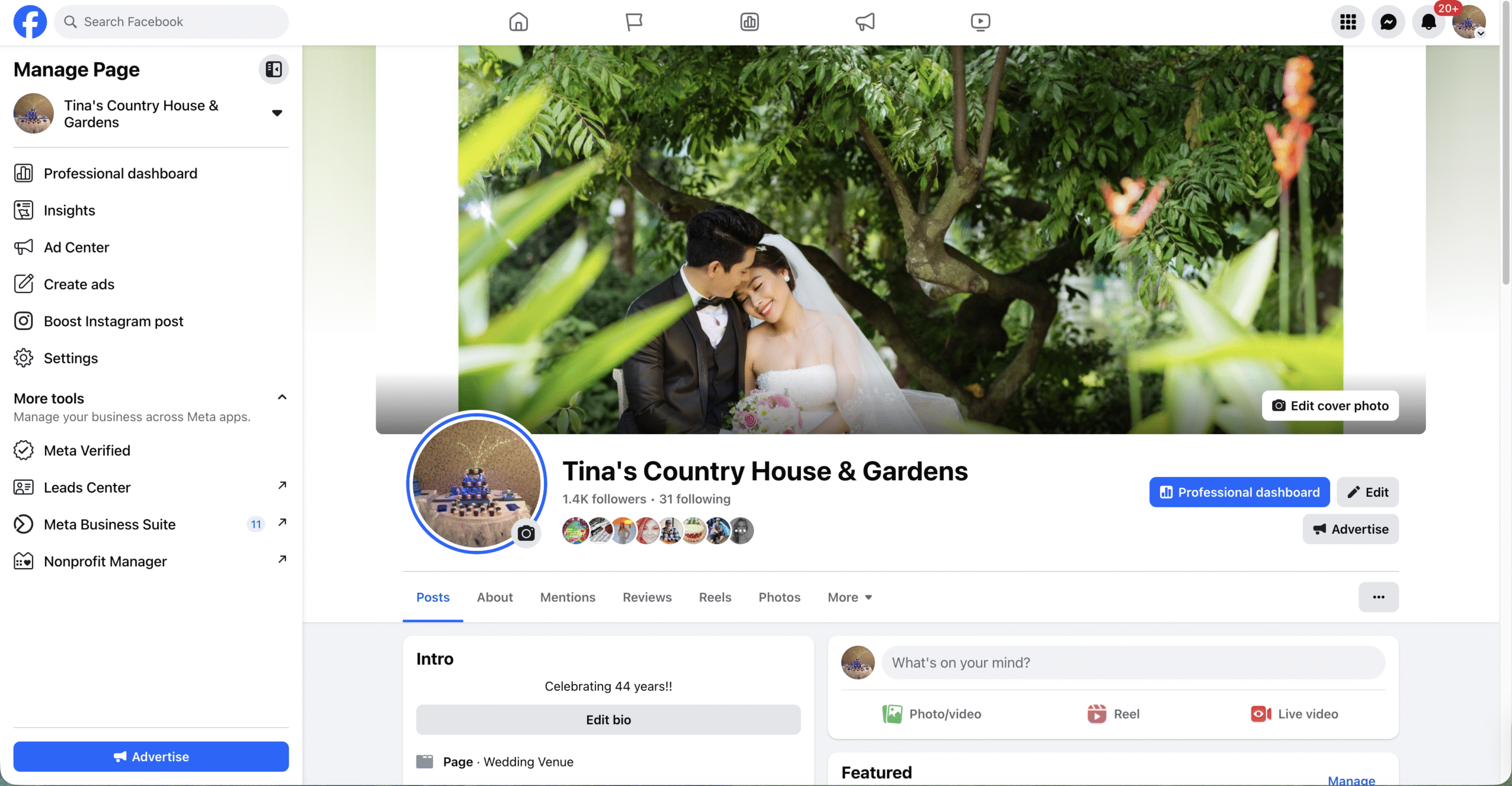 Facebook profile page