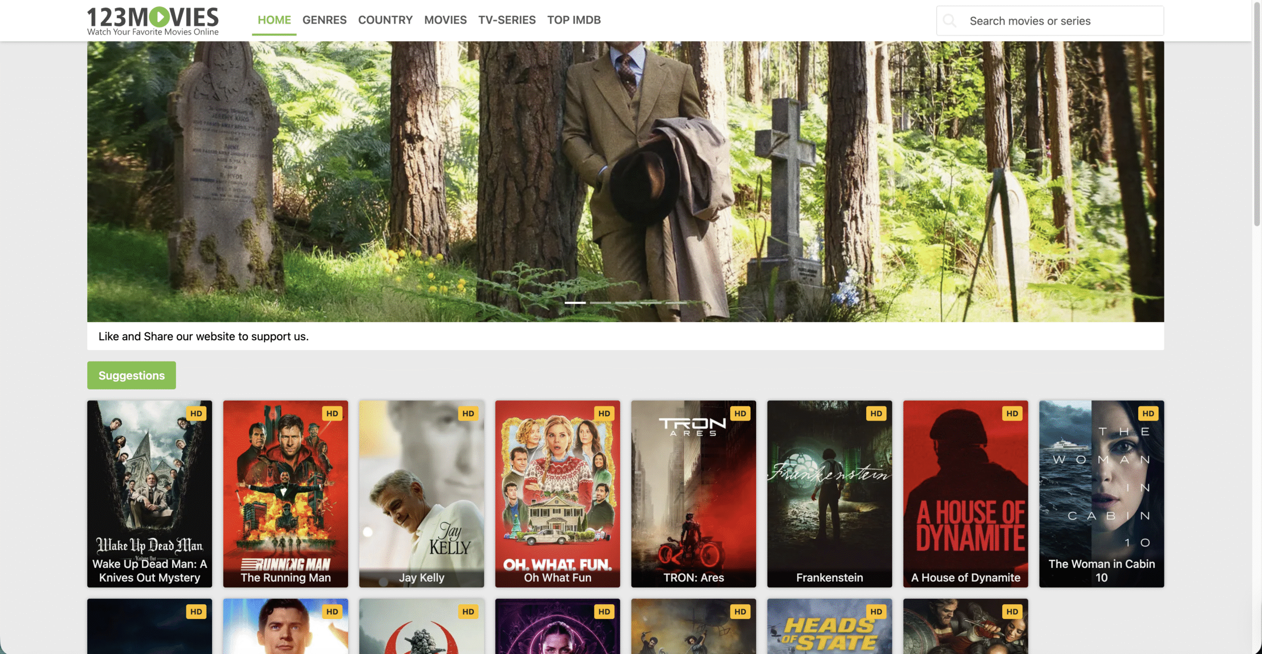 Browsing movie categories on 123 movies
