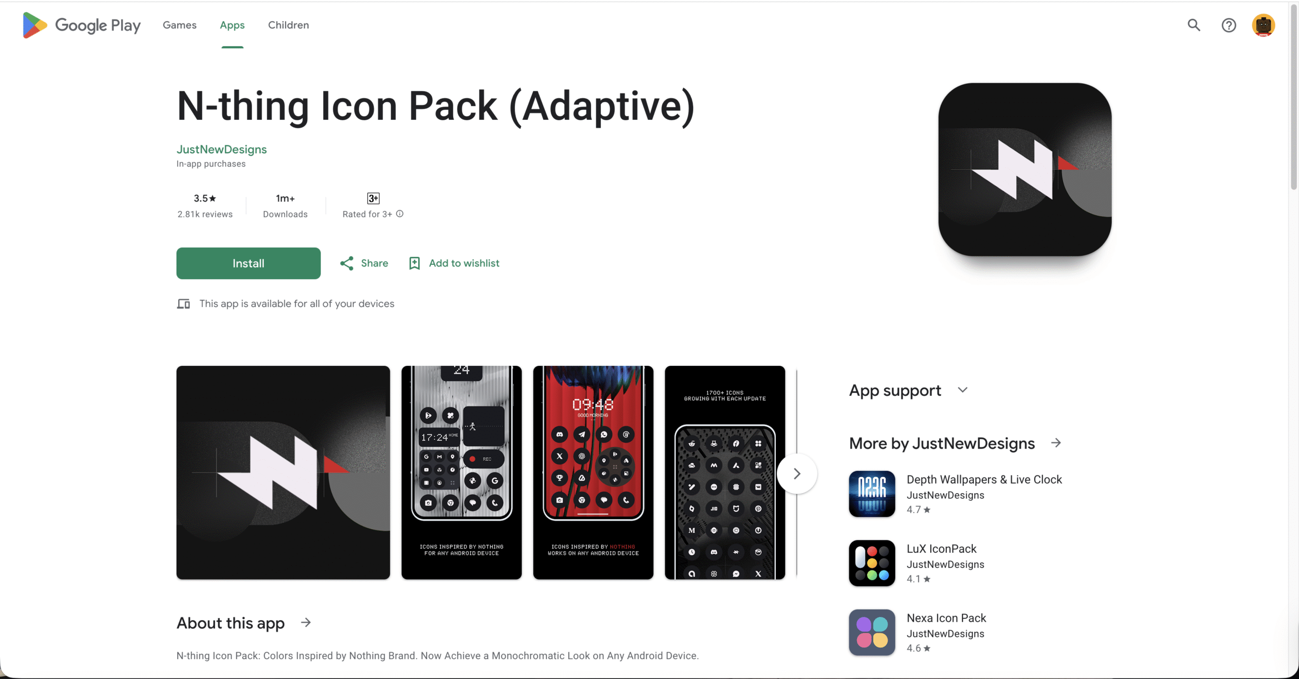 Google play black icon pack page