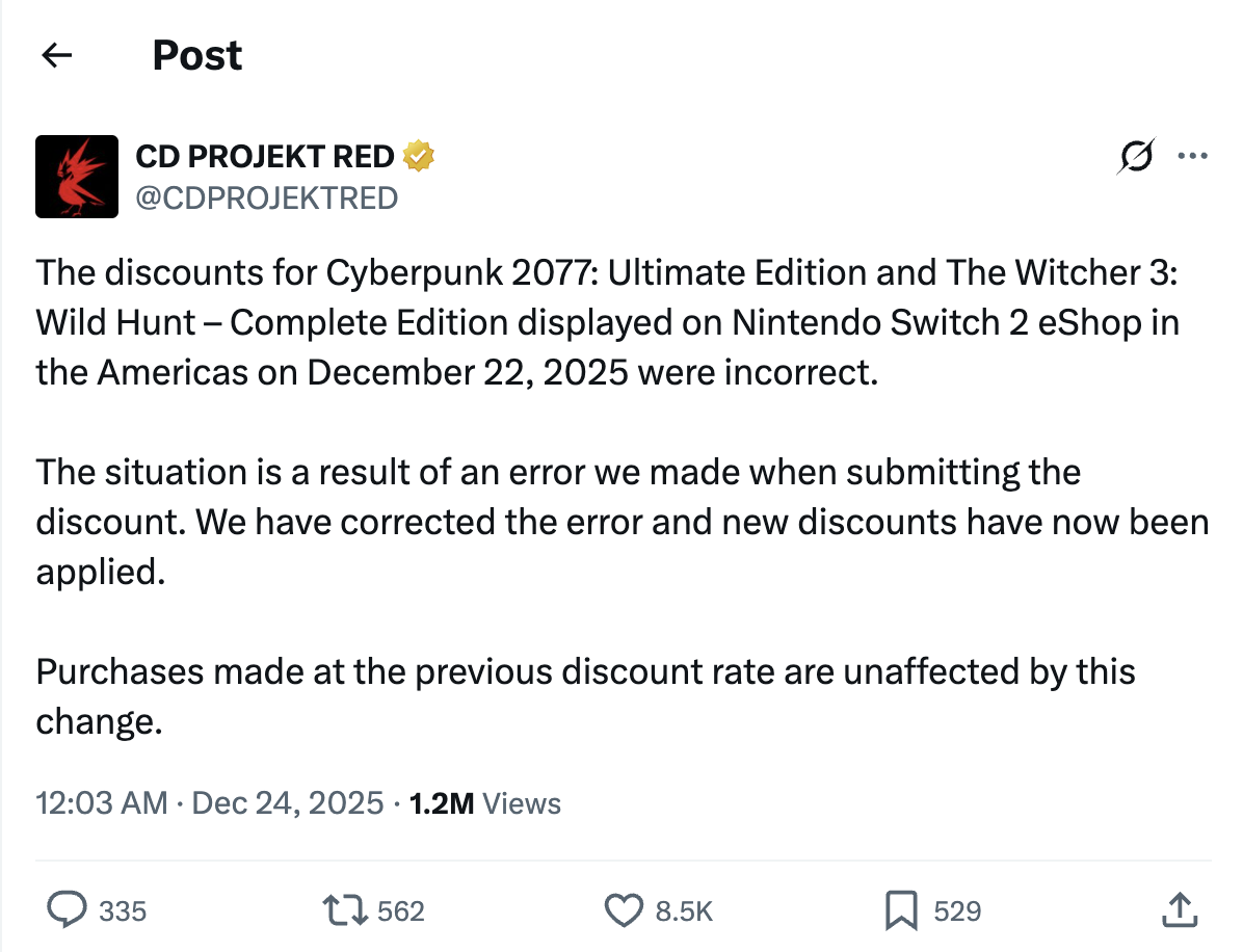 cd projekt red tweet